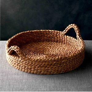 Crate and Barrel Onslow Handwoven Round Decorative Tray 17”